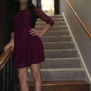 Burgundy lace skater dress